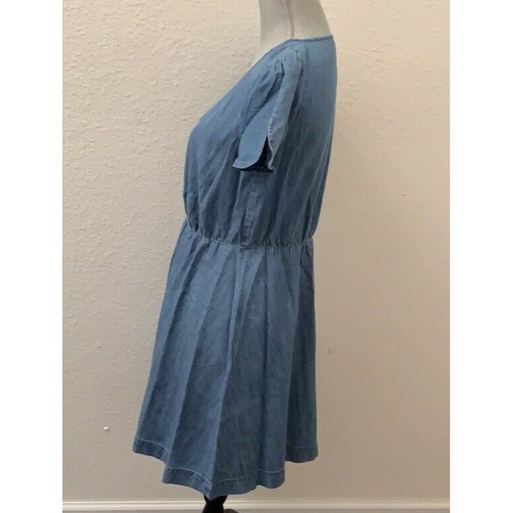 Madewell Wrap Dress Blue Chambray Size XS New NWT Short Sleeve RARE HTF - Picture 3 of 8